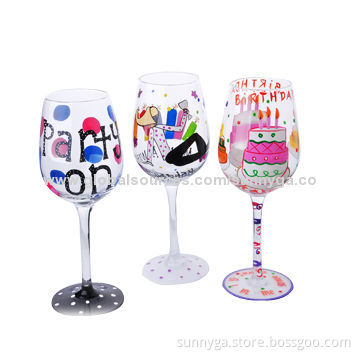 Hand-painted Wine Glasses, 467mL Capacity, Distinctive Specialty Drinks Presentation